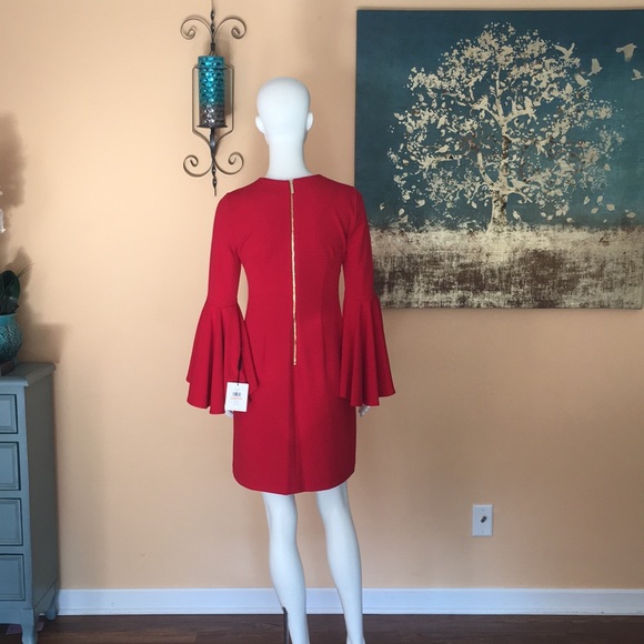 Calvin Klein Red Solid Sheath dress size 2 - Picture 2 of 16